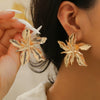 Wholesale Metal Stud Earrings Alloy Geometric Flower Leaf Electroplating For Women