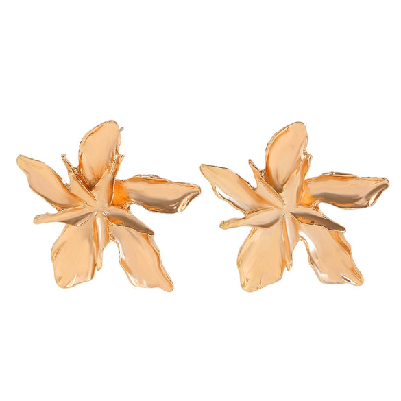 Wholesale Metal Stud Earrings Alloy Geometric Flower Leaf Electroplating For Women