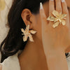 Wholesale Metal Stud Earrings Alloy Geometric Flower Leaf Electroplating For Women