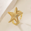 Wholesale Metal Style Copper Electroplated Gold Starfish Open Ring For Women Geometric Design