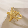 Wholesale Metal Style Copper Electroplated Gold Starfish Open Ring For Women Geometric Design