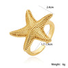 Wholesale Metal Style Copper Electroplated Gold Starfish Open Ring For Women Geometric Design