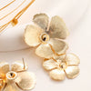 Wholesale Metal Sweet Fresh Brushed Flower Earrings With Electroplating