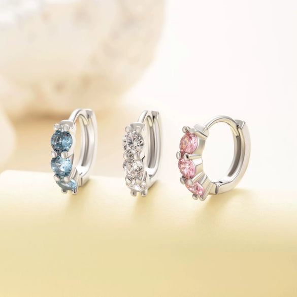 Wholesale Metal Sweet Geometric Copper Zircon Ear Buckle Earrings For Women Electroplated