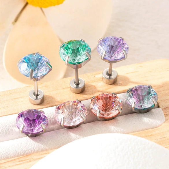 Wholesale Metal Sweet Geometric Inlaid Zircon Earrings For Women