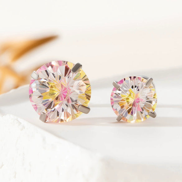 Wholesale Metal Sweet Geometric Inlaid Zircon Earrings For Women