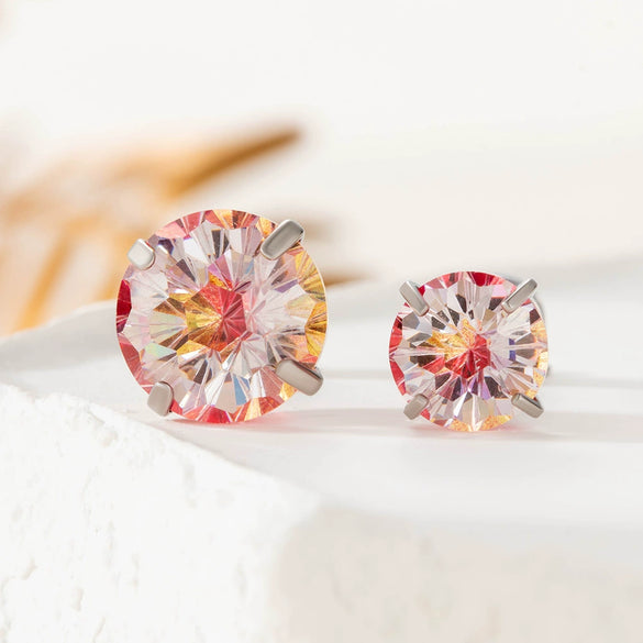 Wholesale Metal Sweet Geometric Inlaid Zircon Earrings For Women