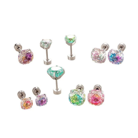 Wholesale Metal Sweet Style Flower Shape Zirconia Inlaid Titanium Steel Ear Nails For Women