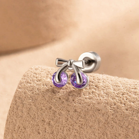 Wholesale Metal Sweet Style Fruit Shape Electroplating Titanium Steel Cartilage Puncture Ear Bone Nail