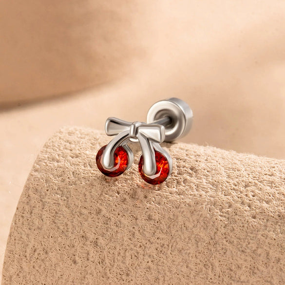 Wholesale Metal Sweet Style Fruit Shape Electroplating Titanium Steel Cartilage Puncture Ear Bone Nail