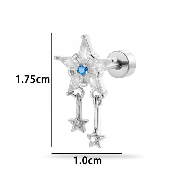 Wholesale Metal Tassel Star Inlaid Zircon Earrings For Unisex