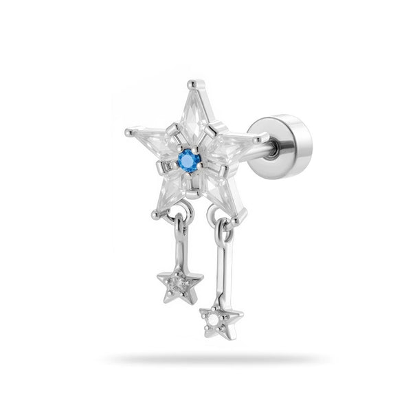 Wholesale Metal Tassel Star Inlaid Zircon Earrings For Unisex