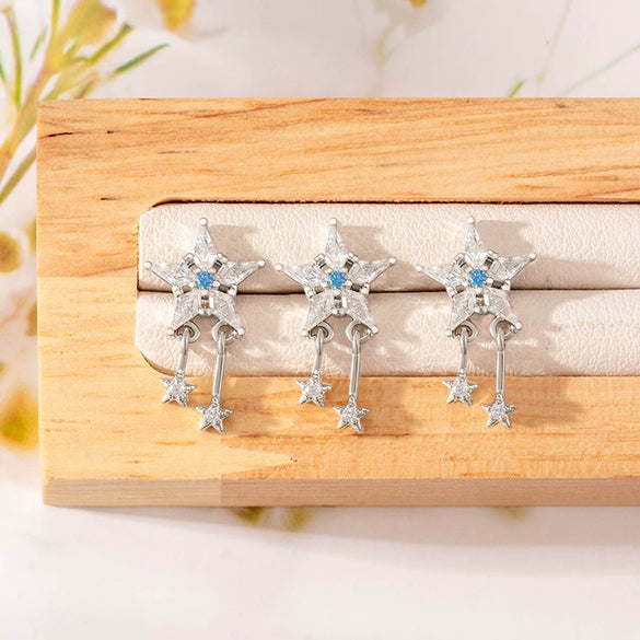 Wholesale Metal Tassel Star Inlaid Zircon Earrings For Unisex