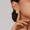 Wholesale Metal Titanium Steel Flower Earrings With French Niche Design Sense And Electroplating Process For Women