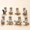 Wholesale Metal Titanium Steel Geometric Puncture Ear Studs For Women With Electroplating