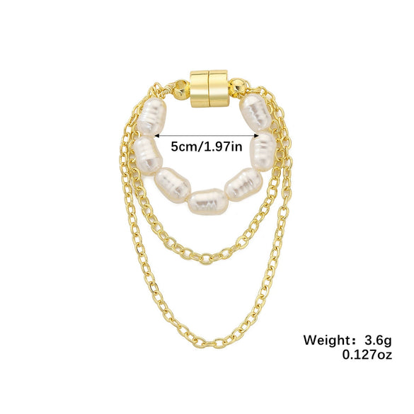 Wholesale Metal Ushaped Retro Style Magnet Pearl Tassel Electroplated Ear Clip For Women