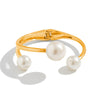Wholesale Metal Vintage Geometric Electroplated Imitation Pearl Irregular Line Spring Opening Bracelet