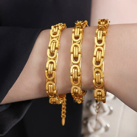 Wholesale Metal Watch Chain Bracelet 316L Stainless Steel Retro Hip Hop Geometric Electroplated Unisex