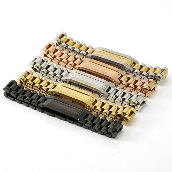 Wholesale Metal Watch Chain 316L Stainless Steel Men's Geometric Vacuum Plated Bracelet