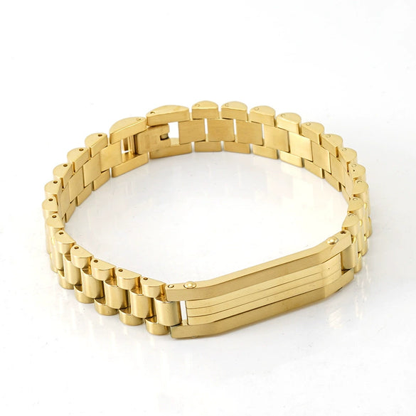 Wholesale Metal Watch Chain 316L Stainless Steel Men's Geometric Vacuum Plated Bracelet