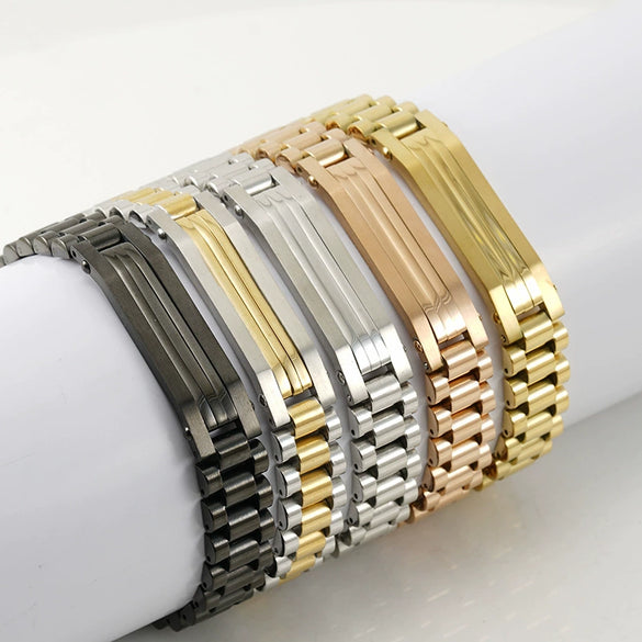 Wholesale Metal Watch Chain 316L Stainless Steel Men's Geometric Vacuum Plated Bracelet