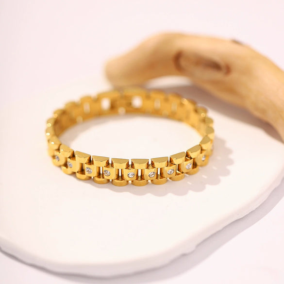 Wholesale Metal Wind Titanium Steel Bracelet Stainless Steel Pvd Plated Geometric Women's Bracelet