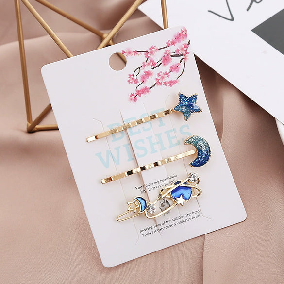 Wholesale Metal Women's Cute Fairy Cat Star Hairpin Side Clip With Electroplating Treatment