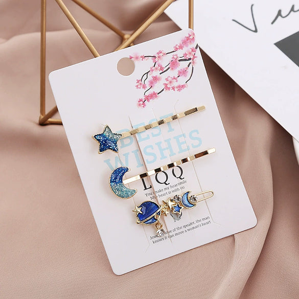 Wholesale Metal Women's Cute Fairy Cat Star Hairpin Side Clip With Electroplating Treatment