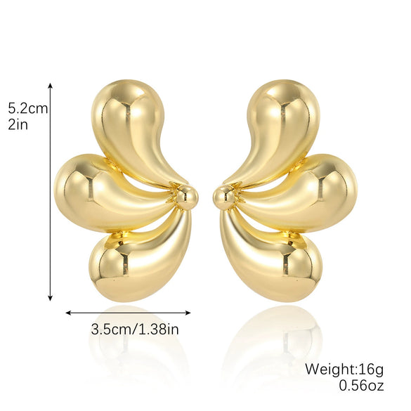 Wholesale Metal Women's Exaggerated Geometric Heart Earrings With Electroplating