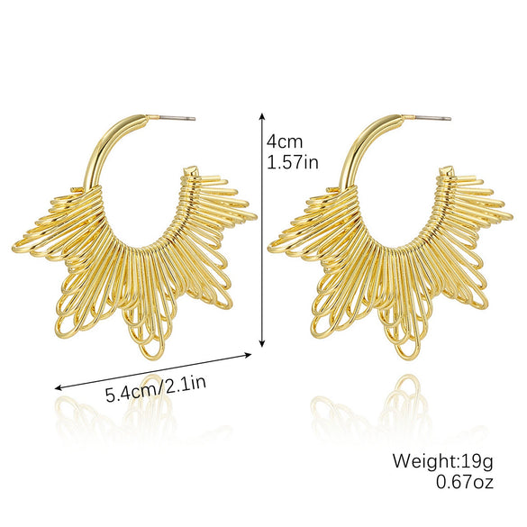 Wholesale Metal Women's Exaggerated Geometric Heart Earrings With Electroplating