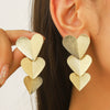 Wholesale Metal Women's Exaggerated Geometric Heart Earrings With Electroplating