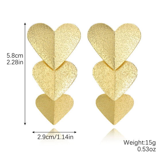 Wholesale Metal Women's Exaggerated Geometric Heart Earrings With Electroplating