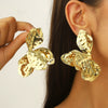 Wholesale Metal Women's Exaggerated Geometric Heart Earrings With Electroplating