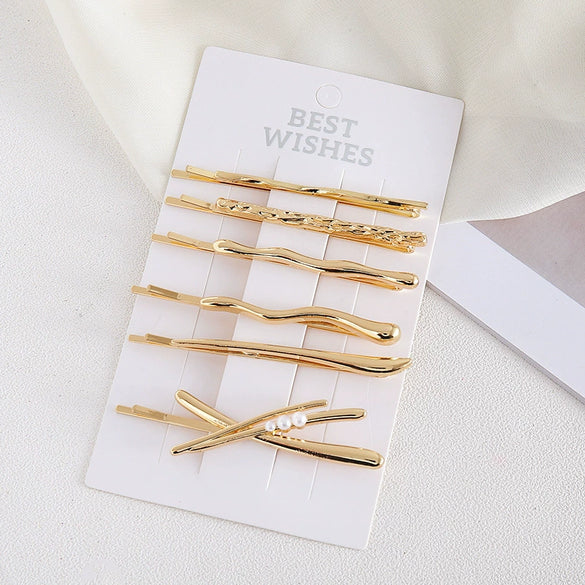 Wholesale Metal Women's Simple Cute Geometric Oneword Clip Hairpin With Electroplating