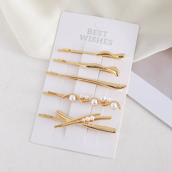 Wholesale Metal Women's Simple Cute Geometric Oneword Clip Hairpin With Electroplating