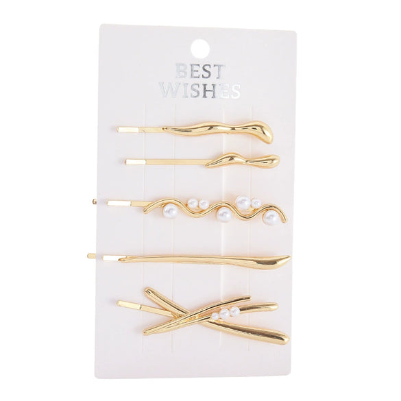 Wholesale Metal Women's Simple Cute Geometric Oneword Clip Hairpin With Electroplating