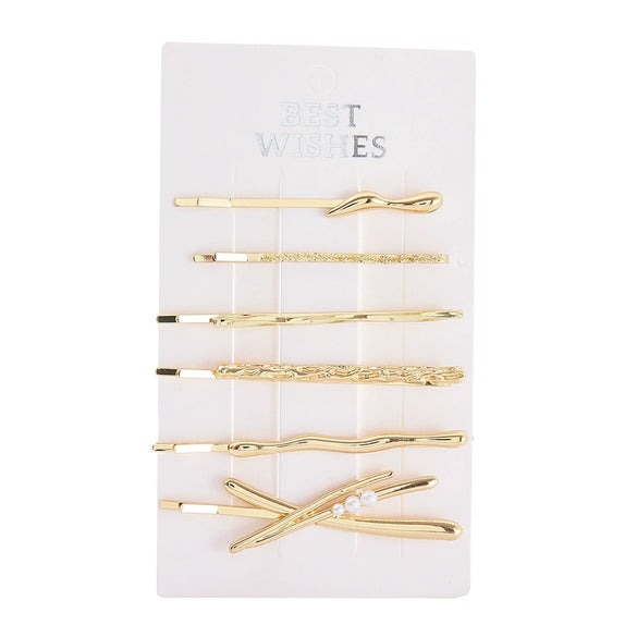 Wholesale Metal Women's Simple Cute Geometric Oneword Clip Hairpin With Electroplating