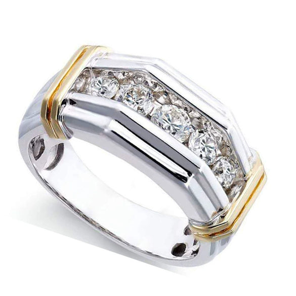 Wholesale Metal Women's Sporty Style Twocolor Ring With Micro Inlaid Zircon And Electroplating