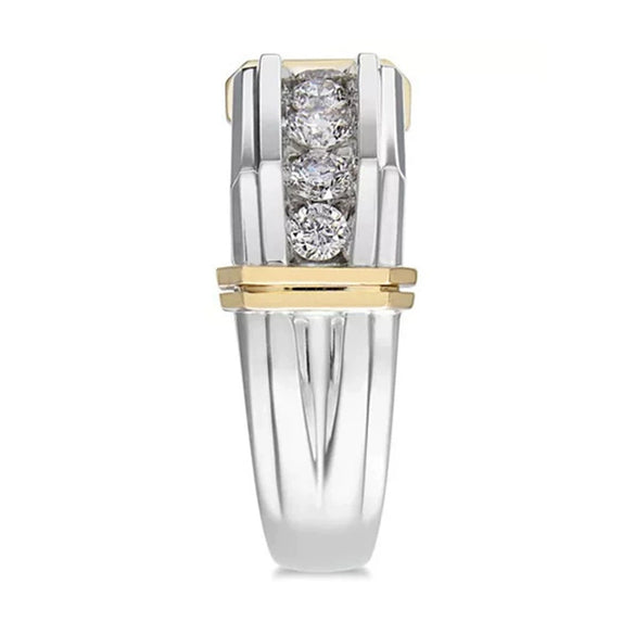 Wholesale Metal Women's Sporty Style Twocolor Ring With Micro Inlaid Zircon And Electroplating