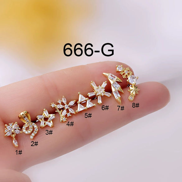 Wholesale Metal Zircon Flower Style Ear Nails For Women