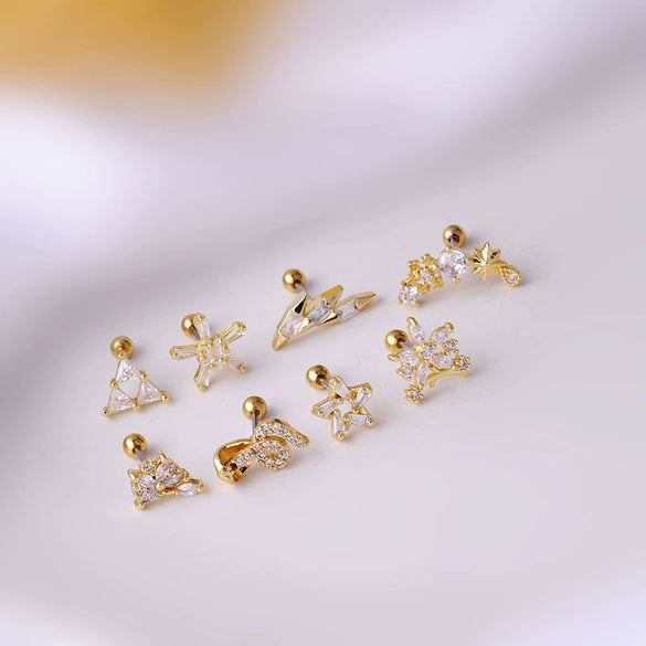 Wholesale Metal Zircon Flower Style Ear Nails For Women