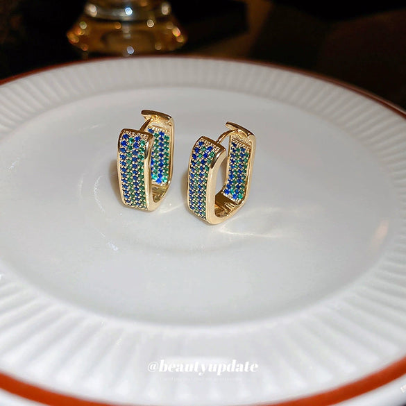 Wholesale Metal Zircon Geometric U Shaped Women's Fashion Earrings