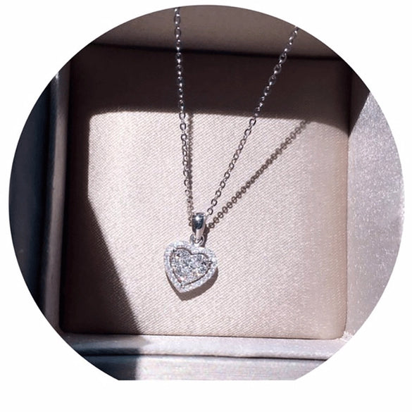 Wholesale Metal Zircon Heart Shape Necklace For Women