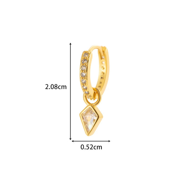 Wholesale Metal Zircon Heart Shape Pendant Cartilage Earring With Electroplating