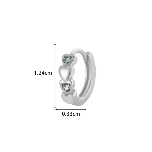 Wholesale Metal Zircon Heart Shape Pendant Cartilage Earring With Electroplating