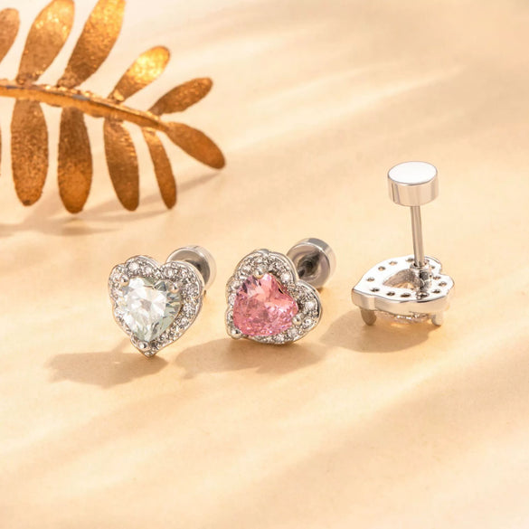 Wholesale Metal Zirconia Fashion Earrings For Women Titanium Steel Doubleheaded Screw Ear Bone Nails