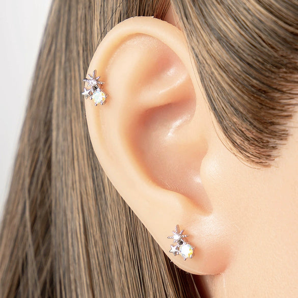 Wholesale Metal Zirconia Fashion Unisex Star Earrings For Cartilage Puncture