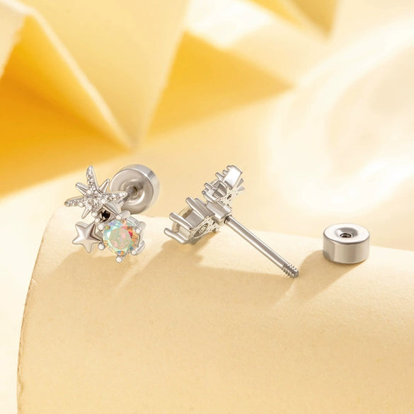 Wholesale Metal Zirconia Fashion Unisex Star Earrings For Cartilage Puncture