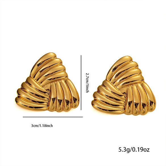 Wholesale Metallic Irregular Geometric Thread Wave Titanium Steel Earrings For Women Electroplated Ear Jewelry