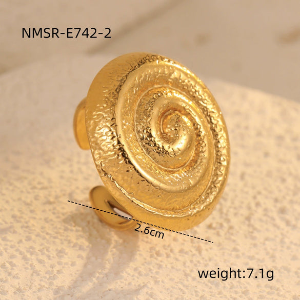 Wholesale Metallic Stainless Steel Ring With Starfish Shell Design Electroplating For Women